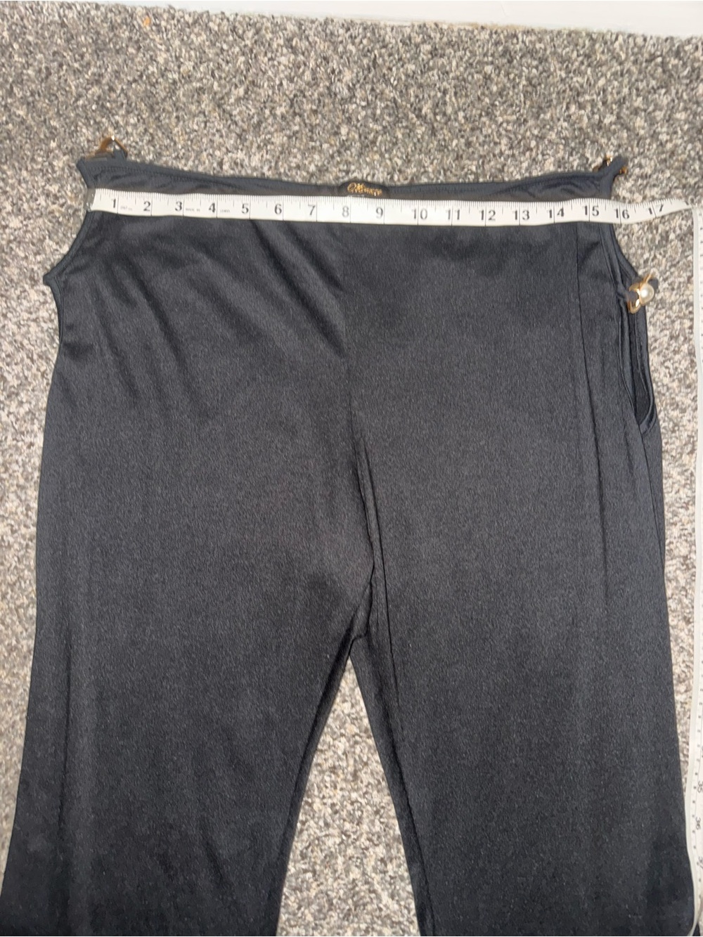 Black Chic Flare Pants Gold And Pearl Details (measurements in pictures)